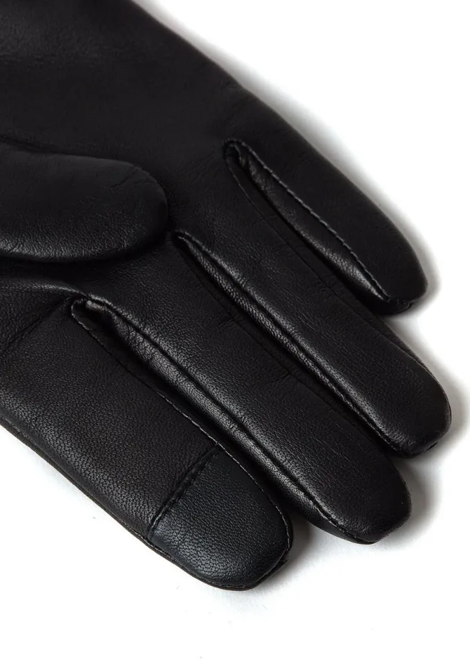 Women Cashmere Lined Faux Trim Leather Gloves Black Holland Cooper Gloves