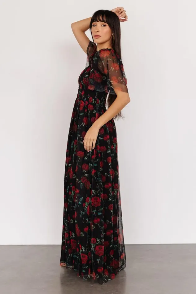 Women Cassandra Tulle Maxi Dress Black Red Rose Baltic Born Tulle Styles