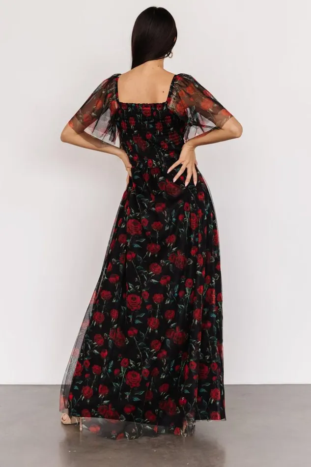 Women Cassandra Tulle Maxi Dress Black Red Rose Baltic Born Tulle Styles