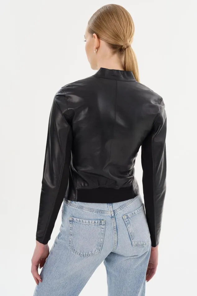 Women CHAPIN Reversible Leather Bomber Blacksilver LAMARQUE Bombers