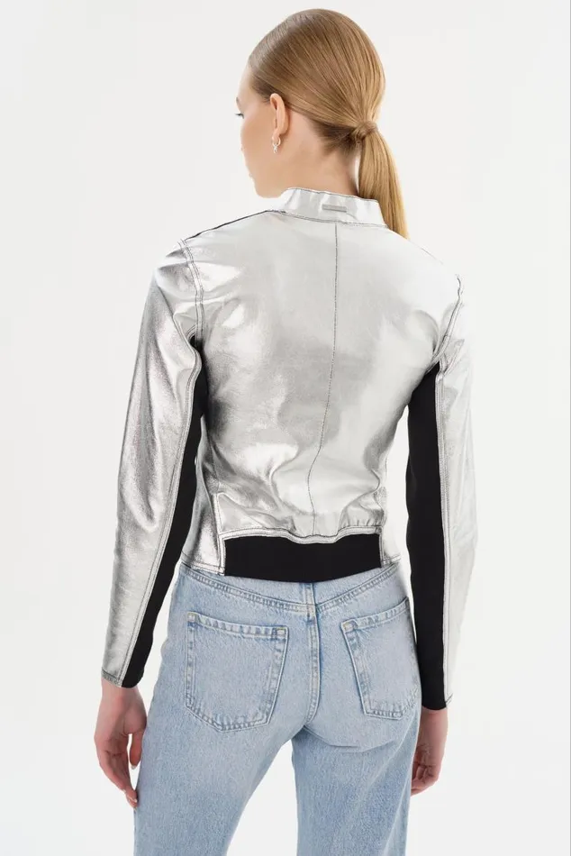 Women CHAPIN Reversible Leather Bomber Blacksilver LAMARQUE Bombers