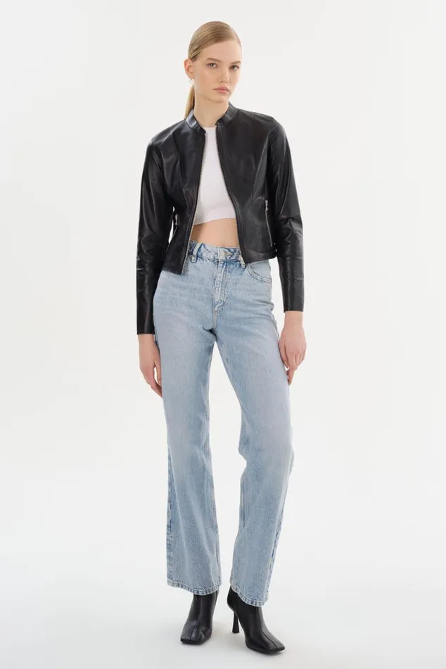 Women CHAPIN Reversible Leather Bomber Blacksilver LAMARQUE Bombers
