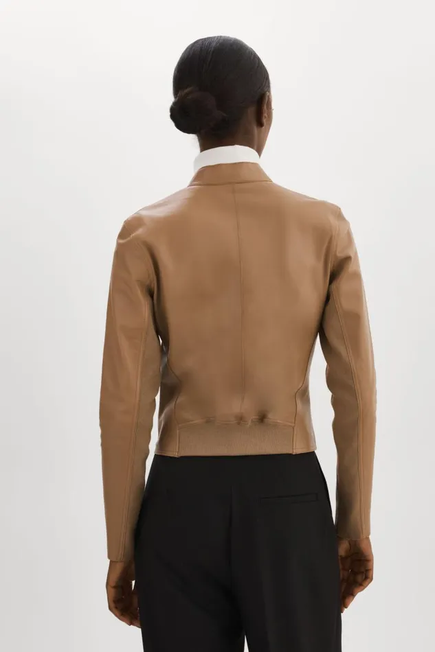Women CHAPIN Reversible Leather Bomber Mochagold LAMARQUE Bombers