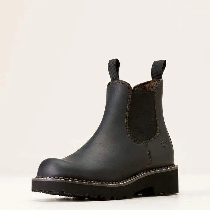 Women Chelsea Boots Ariat Fatbaby Chelsea Western Boot Black Deertan