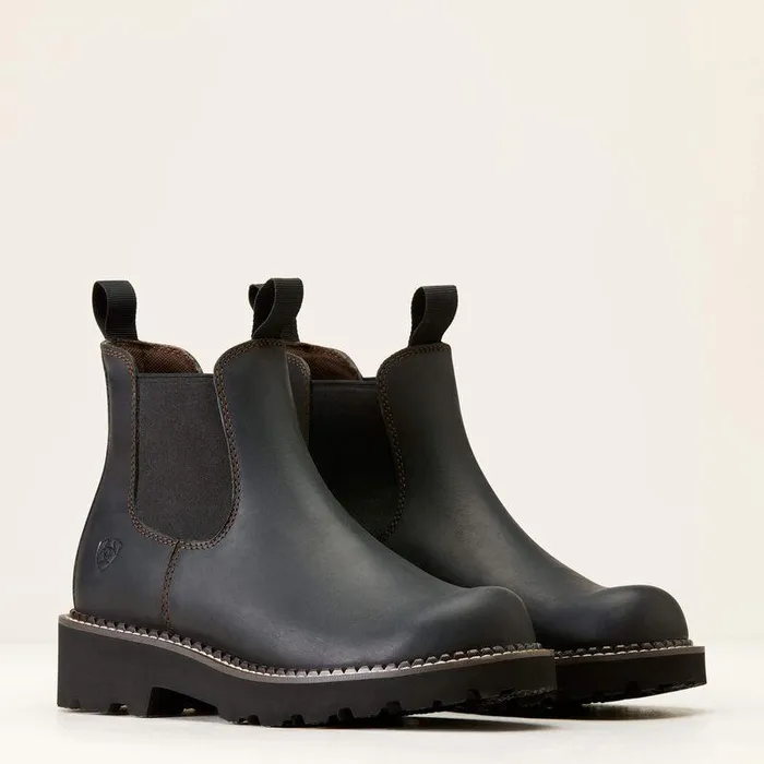 Women Chelsea Boots Ariat Fatbaby Chelsea Western Boot Black Deertan