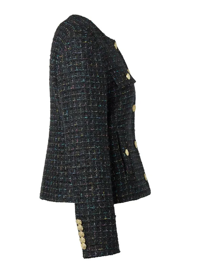 Women Chelsea Jacket Black Rainbow Sparkle Tweed Holland Cooper Tailoring Women Chelsea Jacket Black Rainbow Sparkle Tweed Holland Cooper Tailoring