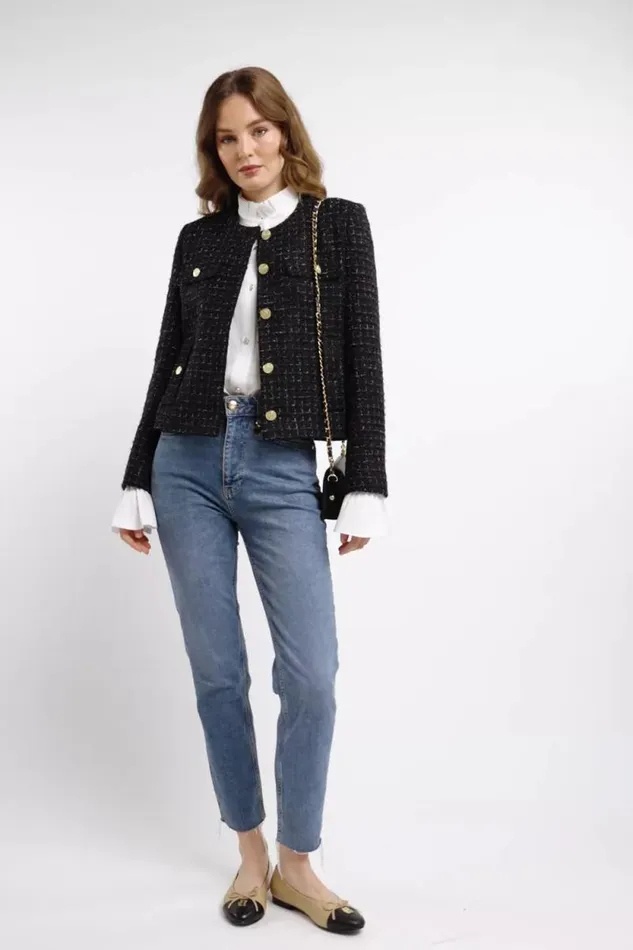 Women Chelsea Jacket Black Rainbow Sparkle Tweed Holland Cooper Tailoring Women Chelsea Jacket Black Rainbow Sparkle Tweed Holland Cooper Tailoring