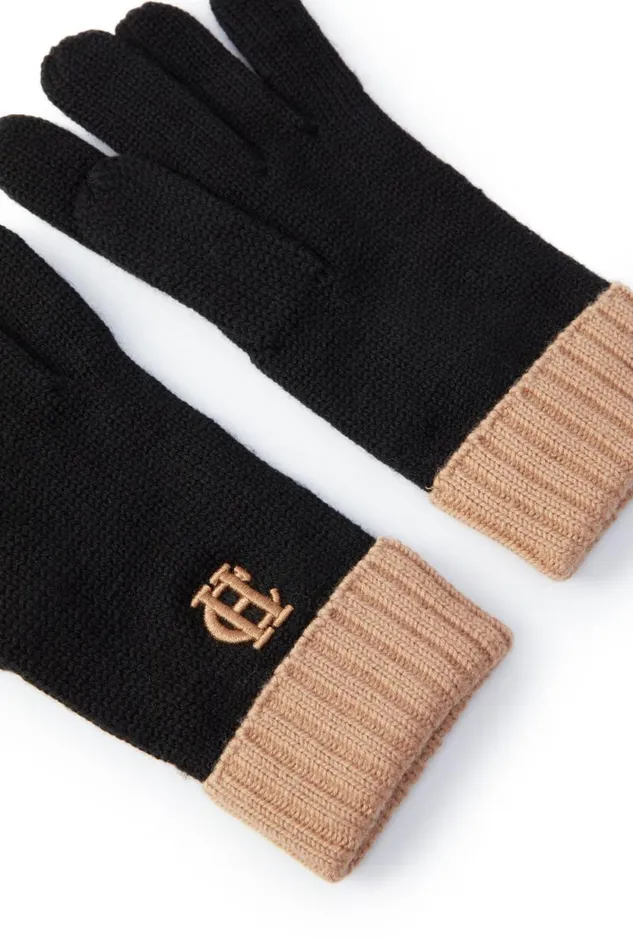 Women Chelsea Logo Knitted Gloves Black Tan Holland Cooper Gloves Women Chelsea Logo Knitted Gloves Black Tan Holland Cooper Gloves