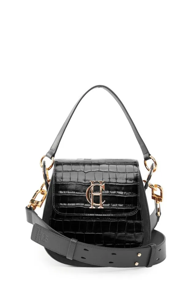 Women Chelsea Saddle Bag Black Croc Holland Cooper Bags