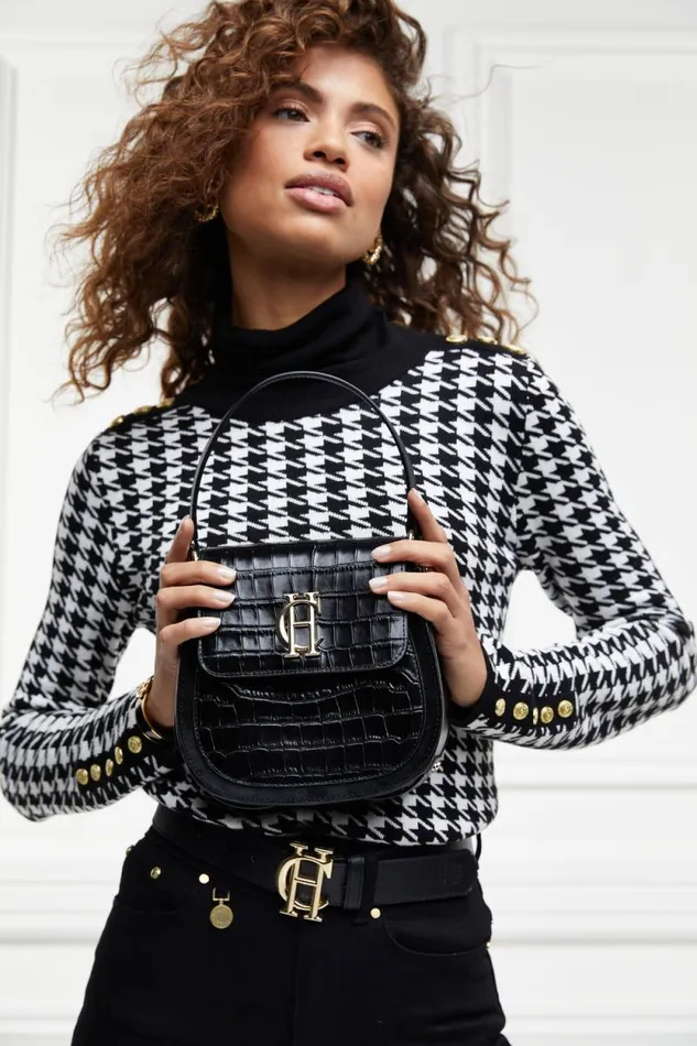 Women Chelsea Saddle Bag Black Croc Holland Cooper Bags Women Chelsea Saddle Bag Black Croc Holland Cooper Bags