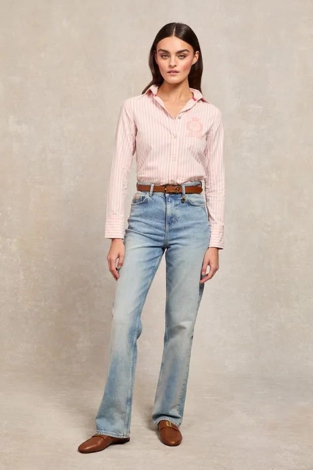 Women Classic Button Down Shirt Pink Stripe Holland Cooper Shirts and Blouses Women Classic Button Down Shirt Pink Stripe Holland Cooper Shirts and Blouses