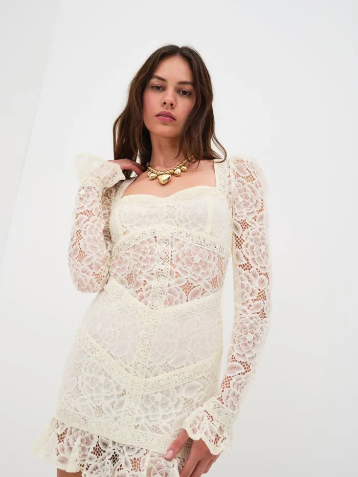 Women Cleo Mini Dress Ivory For Love and Lemons Dresses