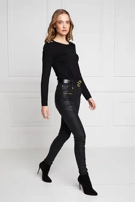 Women Coated Biker Jean Black Holland Cooper Jeans Women Coated Biker Jean Black Holland Cooper Jeans