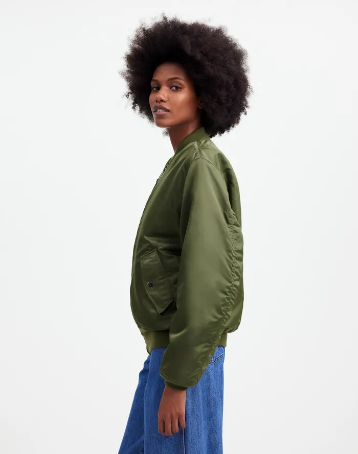 Women Coats Jackets Madewell Madewell X Alpha Industries MA1 Flight Jacket Heritage Olive