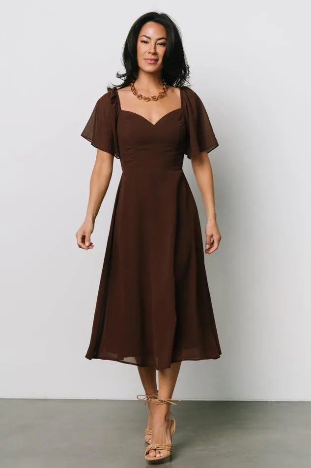 Women Colette Sweetheart Midi Dress Espresso Baltic Born Midi Dresses