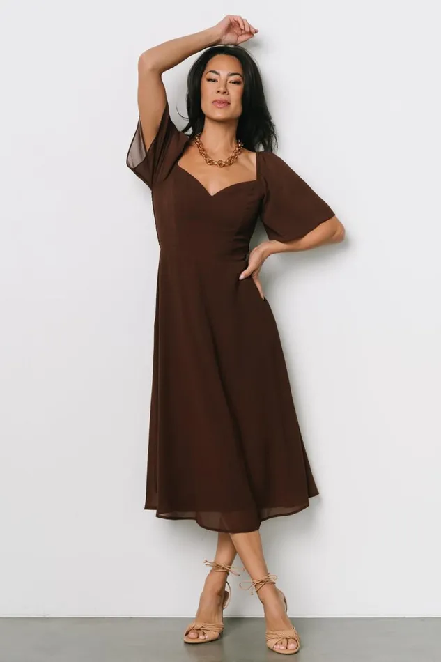 Women Colette Sweetheart Midi Dress Espresso Baltic Born Midi Dresses Women Colette Sweetheart Midi Dress Espresso Baltic Born Midi Dresses