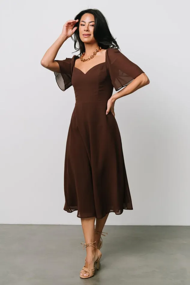 Women Colette Sweetheart Midi Dress Espresso Baltic Born Midi Dresses Women Colette Sweetheart Midi Dress Espresso Baltic Born Midi Dresses