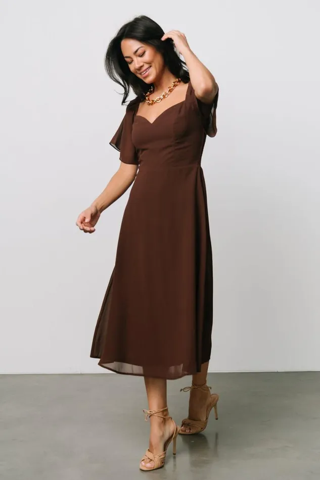 Women Colette Sweetheart Midi Dress Espresso Baltic Born Midi Dresses Women Colette Sweetheart Midi Dress Espresso Baltic Born Midi Dresses