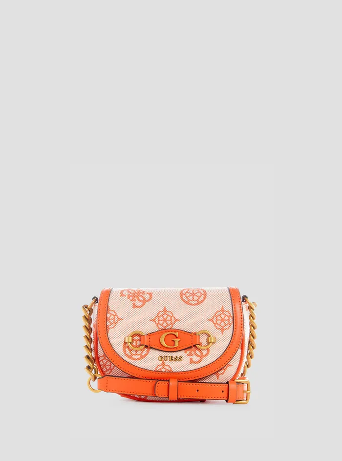 Women Crossbody GUESS Orange Logo Izzy Mini Crossbody Bag