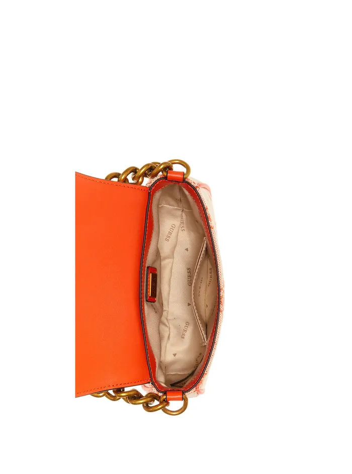 Women Crossbody GUESS Orange Logo Izzy Mini Crossbody Bag