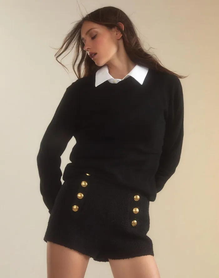 Women Cynthia Rowley Bottoms Bardot Boucl Shorts Black