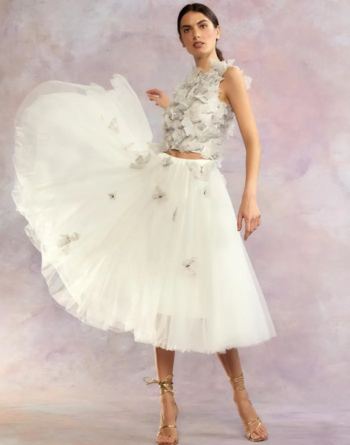 Women Cynthia Rowley Bottoms Butterfly Tulle Skirt White