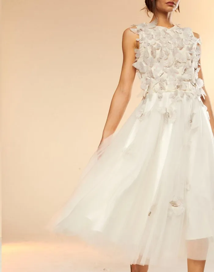 Women Cynthia Rowley Bottoms Butterfly Tulle Skirt White