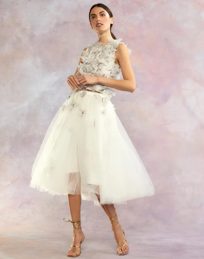 Women Cynthia Rowley Bottoms Butterfly Tulle Skirt White