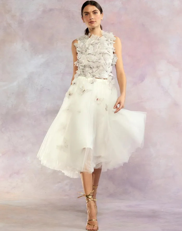Women Cynthia Rowley Bottoms Butterfly Tulle Skirt White