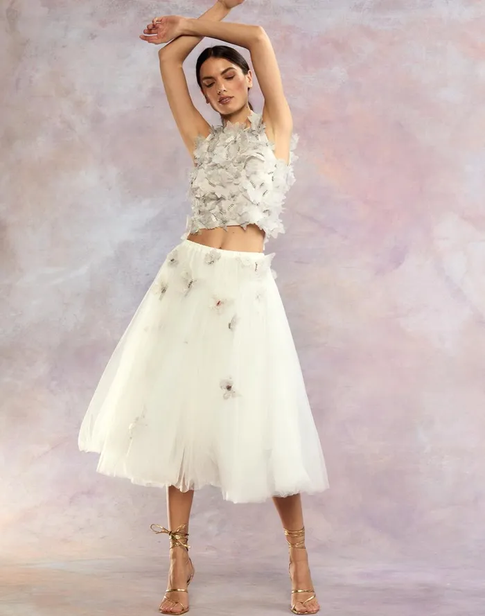 Women Cynthia Rowley Bottoms Butterfly Tulle Skirt White