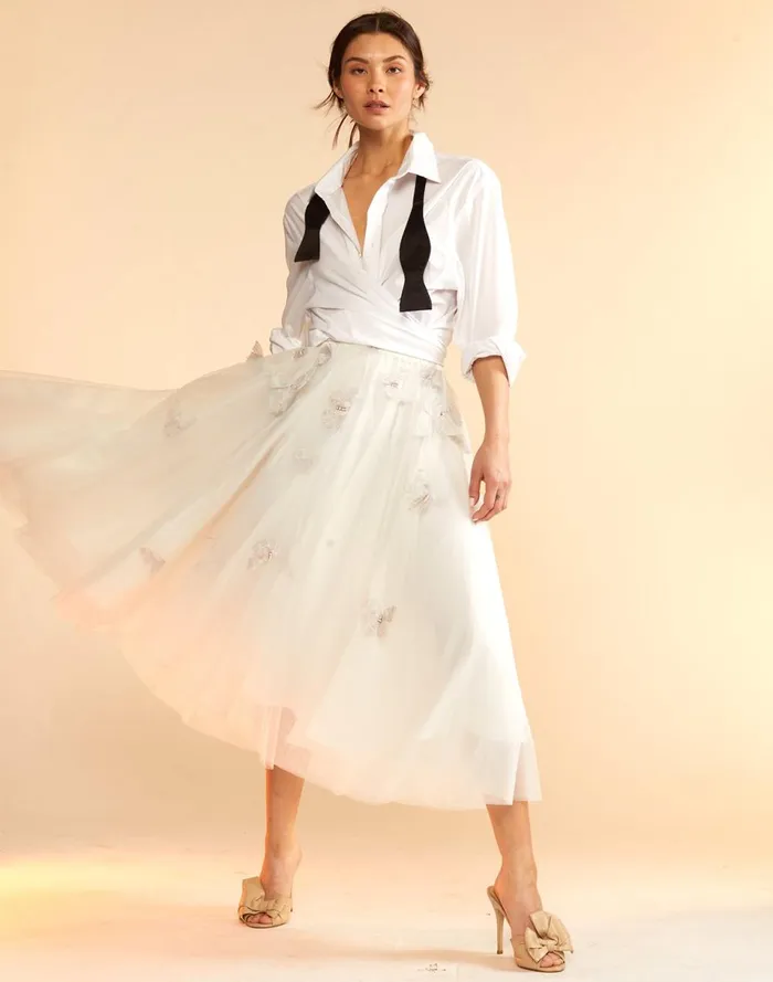 Women Cynthia Rowley Bottoms Butterfly Tulle Skirt White