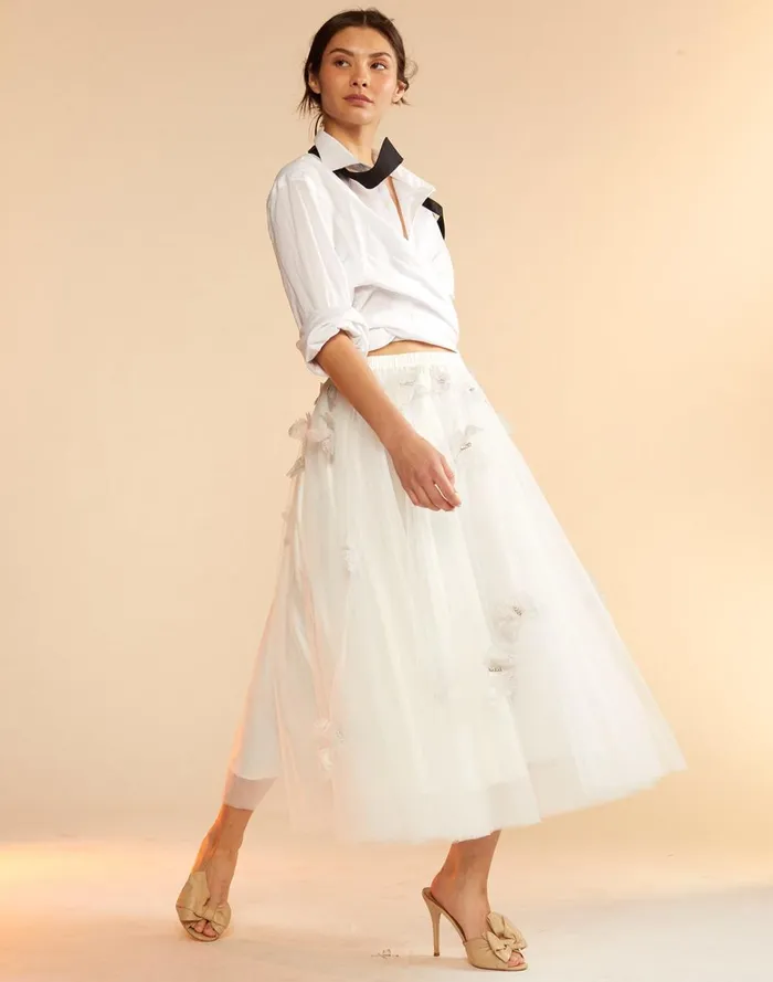 Women Cynthia Rowley Bottoms Butterfly Tulle Skirt White