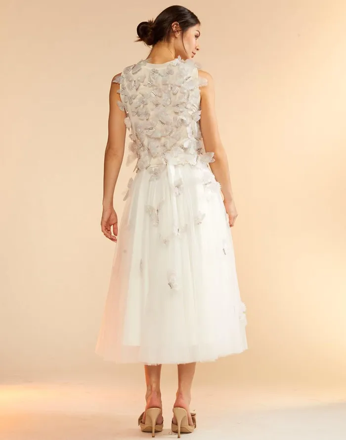 Women Cynthia Rowley Bottoms Butterfly Tulle Skirt White