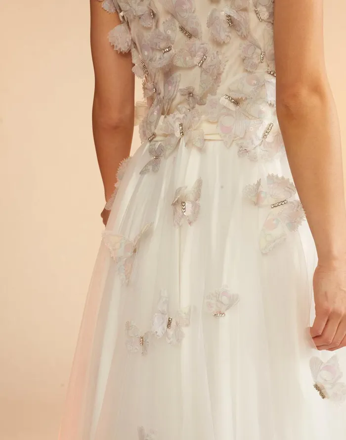 Women Cynthia Rowley Bottoms Butterfly Tulle Skirt White