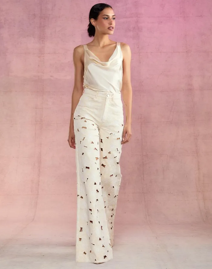 Women Cynthia Rowley Bottoms Flora Cutout Jeans Natrl