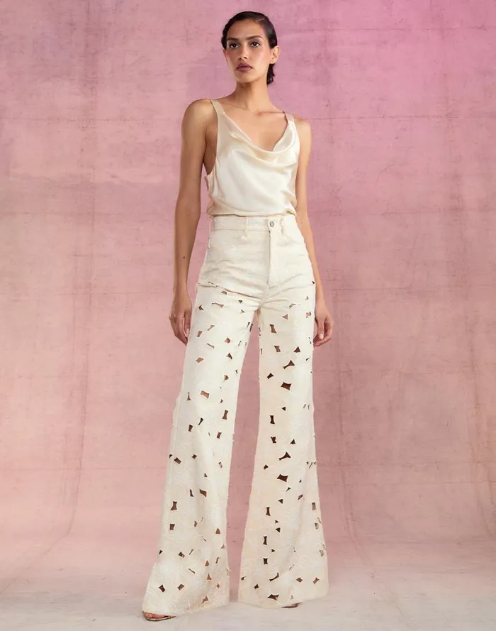Women Cynthia Rowley Bottoms Flora Cutout Jeans Natrl