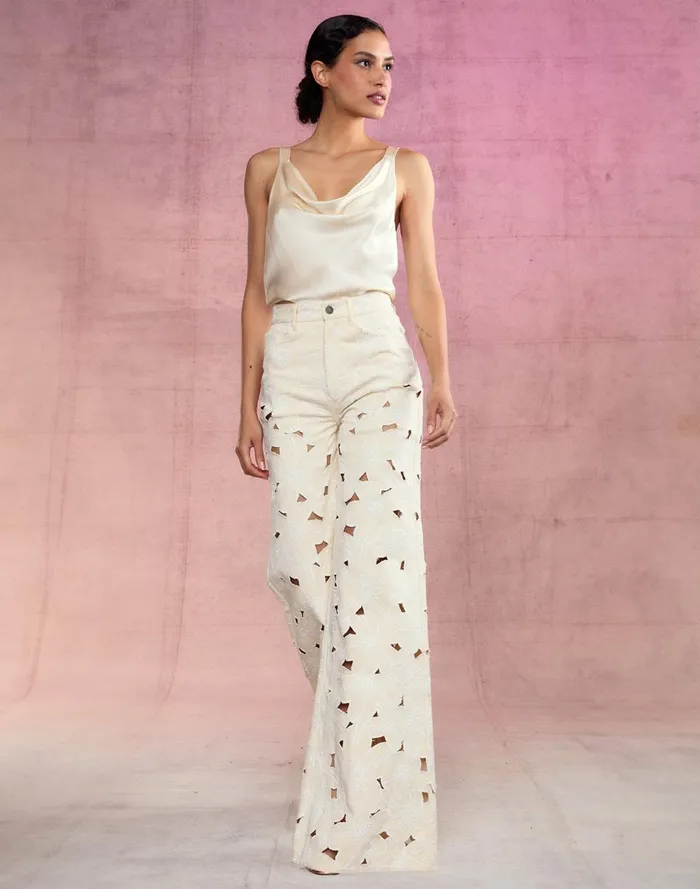 Women Cynthia Rowley Bottoms Flora Cutout Jeans Natrl