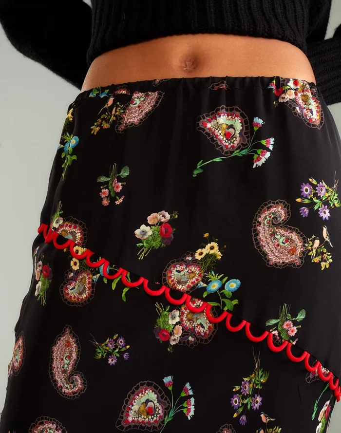 Women Cynthia Rowley Bottoms Midnight Garden Skirt Blkfl Women Cynthia Rowley Bottoms Midnight Garden Skirt Blkfl