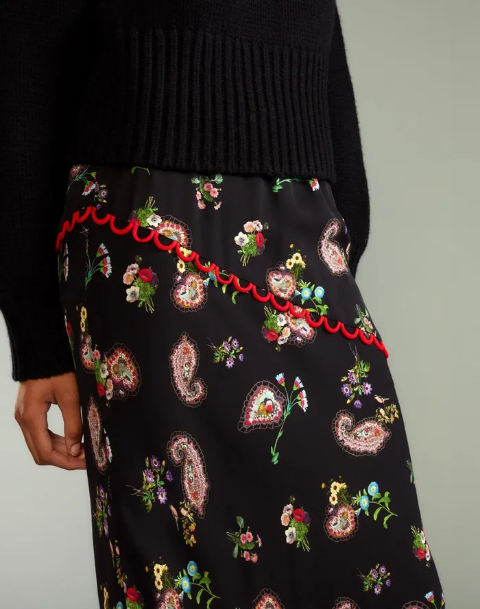 Women Cynthia Rowley Bottoms Midnight Garden Skirt Blkfl Women Cynthia Rowley Bottoms Midnight Garden Skirt Blkfl