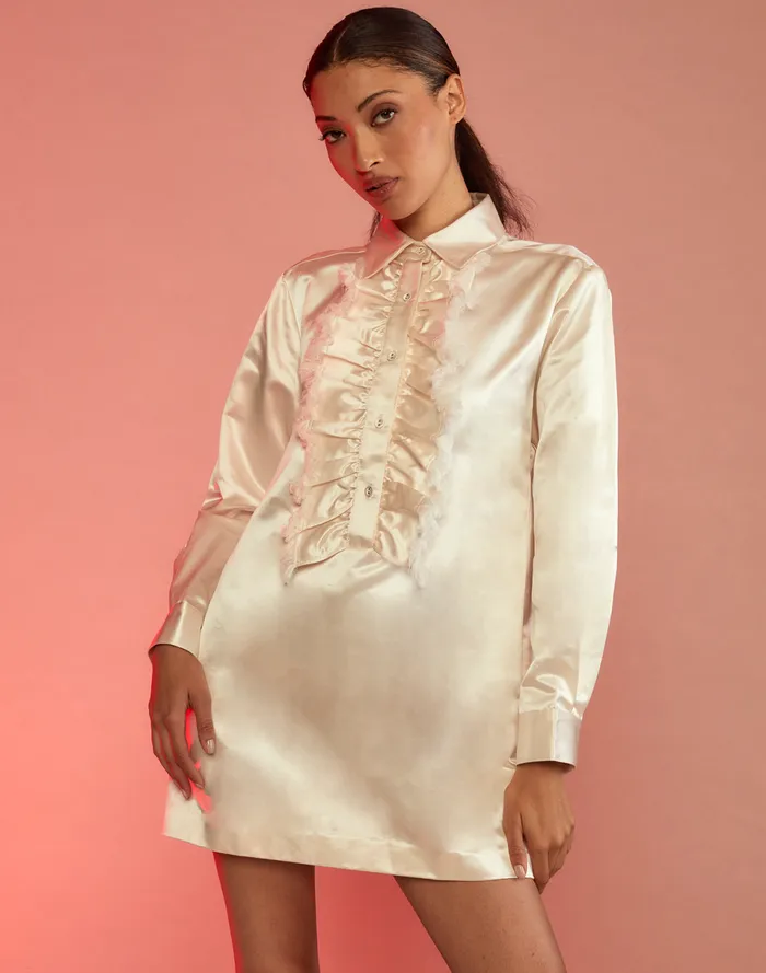 Women Cynthia Rowley Dresses Charlotte Ruffle Dress White Women Cynthia Rowley Dresses Charlotte Ruffle Dress White