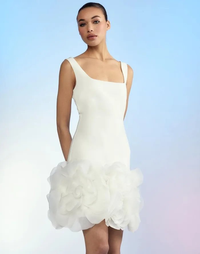 Women Cynthia Rowley Dresses Kourtney Organza Flower Hem Dress White