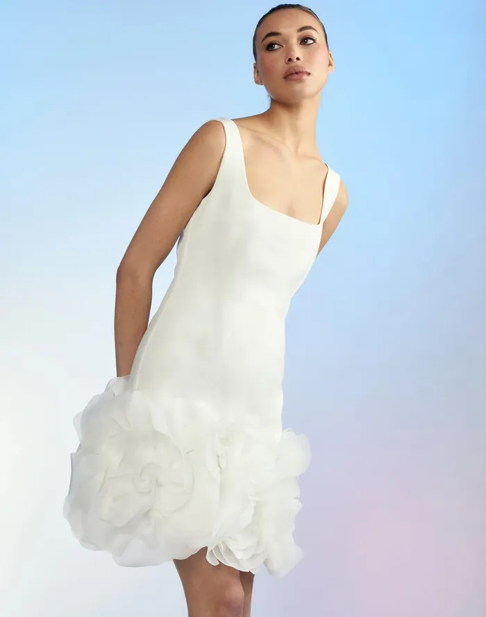 Women Cynthia Rowley Dresses Kourtney Organza Flower Hem Dress White Women Cynthia Rowley Dresses Kourtney Organza Flower Hem Dress White