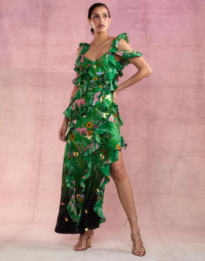Women Cynthia Rowley Dresses Secret Garden Silk Dress Grnfl Women Cynthia Rowley Dresses Secret Garden Silk Dress Grnfl
