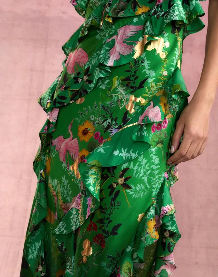 Women Cynthia Rowley Dresses Secret Garden Silk Dress Grnfl Women Cynthia Rowley Dresses Secret Garden Silk Dress Grnfl