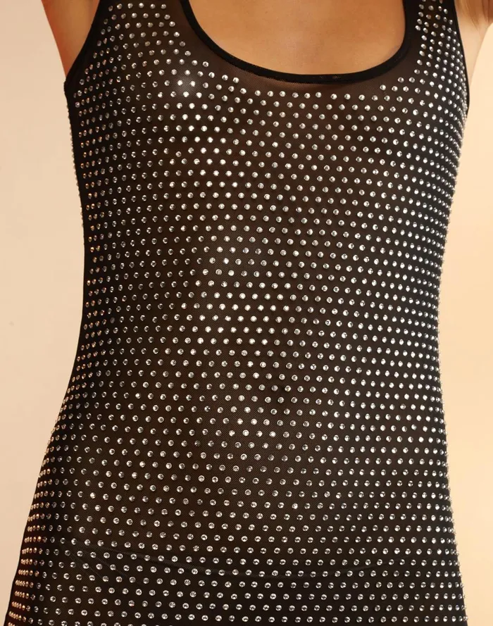Women Cynthia Rowley Dresses Smoke Show Crystal Dress Black Women Cynthia Rowley Dresses Smoke Show Crystal Dress Black