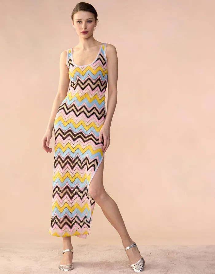 Women Cynthia Rowley Dresses Zigzag Knit Dress Ylwmt Women Cynthia Rowley Dresses Zigzag Knit Dress Ylwmt