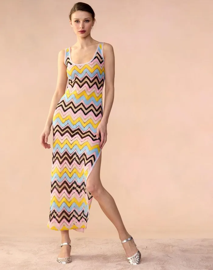 Women Cynthia Rowley Dresses Zigzag Knit Dress Ylwmt Women Cynthia Rowley Dresses Zigzag Knit Dress Ylwmt