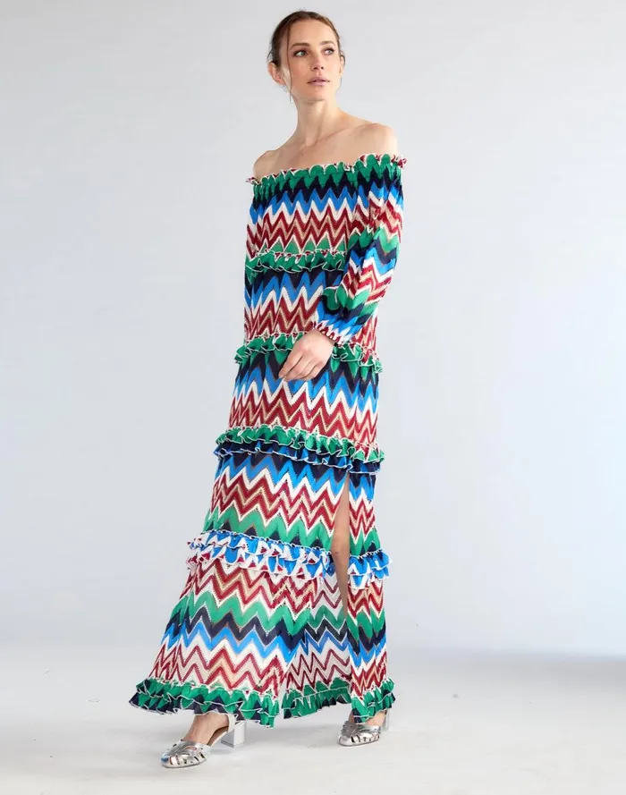Women Cynthia Rowley Dresses Zigzag Knit Off Shoulder Dress Blumlt Women Cynthia Rowley Dresses Zigzag Knit Off Shoulder Dress Blumlt