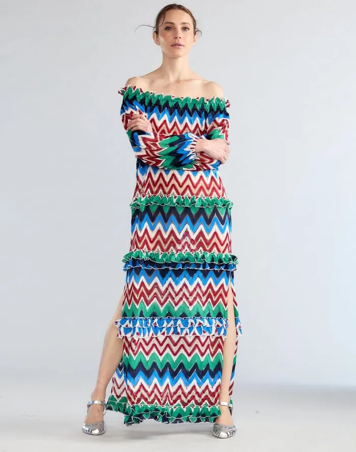 Women Cynthia Rowley Dresses Zigzag Knit Off Shoulder Dress Blumlt Women Cynthia Rowley Dresses Zigzag Knit Off Shoulder Dress Blumlt