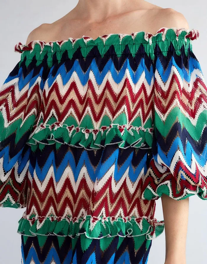Women Cynthia Rowley Dresses Zigzag Knit Off Shoulder Dress Blumlt Women Cynthia Rowley Dresses Zigzag Knit Off Shoulder Dress Blumlt